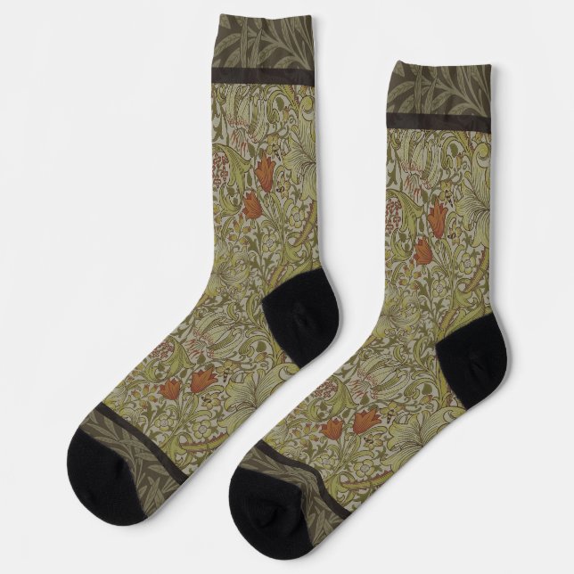 Calcetines William Morris Floral lily sauce diseño de impresi (Izquierda)