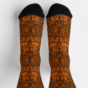 Calcetines William Morris Hermano Conejo Óxido Negro Patrón