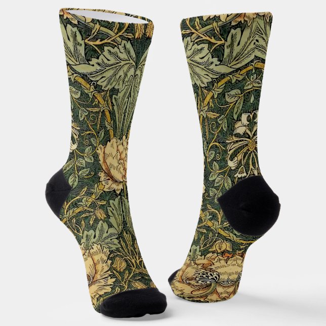 Calcetines William Morris Honeysuckle Green Floral (Angular)