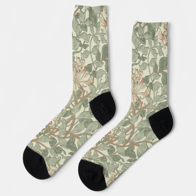 Calcetines William Morris Honeysuckle Green Floral (Izquierda)