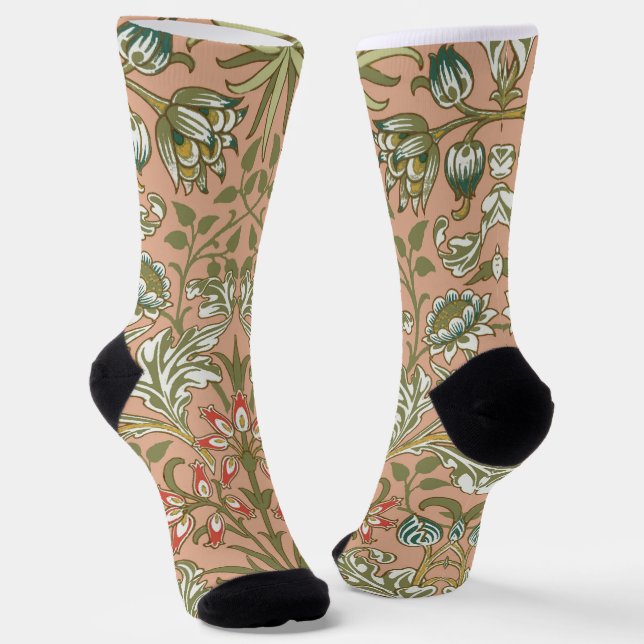Calcetines William Morris Hyacinth Flower Rosa Art (Angular)