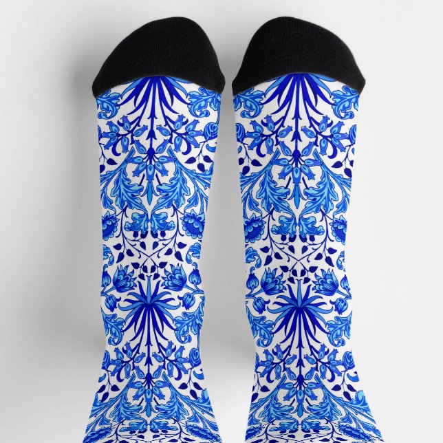 Calcetines William Morris Hyacinth Print, Cobalt Blue & White (Arriba)