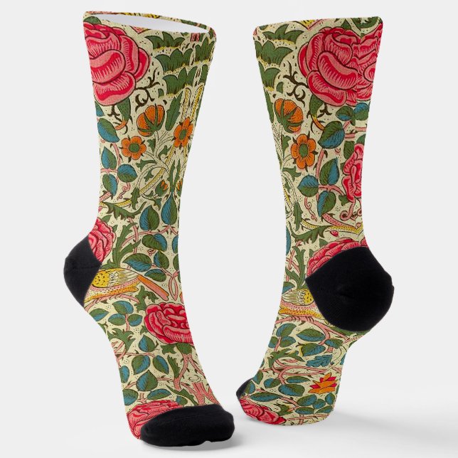 Calcetines William Morris Rosa Floral Chintz Pink (Angular)