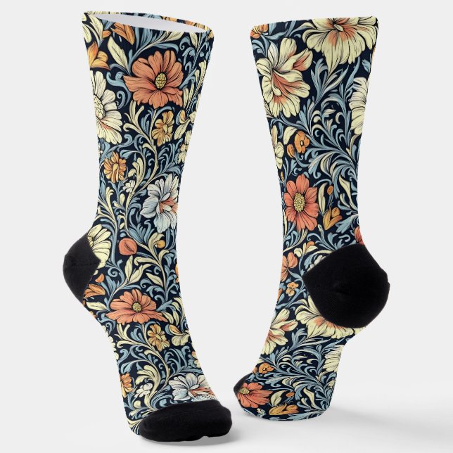 Calcetines William Morris style floral acanthus pattern (Angular)
