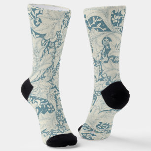 Calcetines William Morris Wallflower damasco azul floral