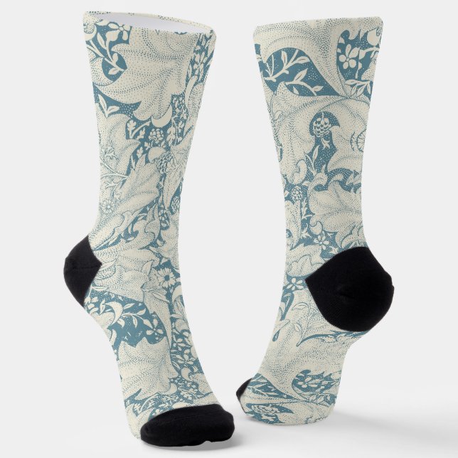 Calcetines William Morris Wallflower damasco azul floral (Angular)