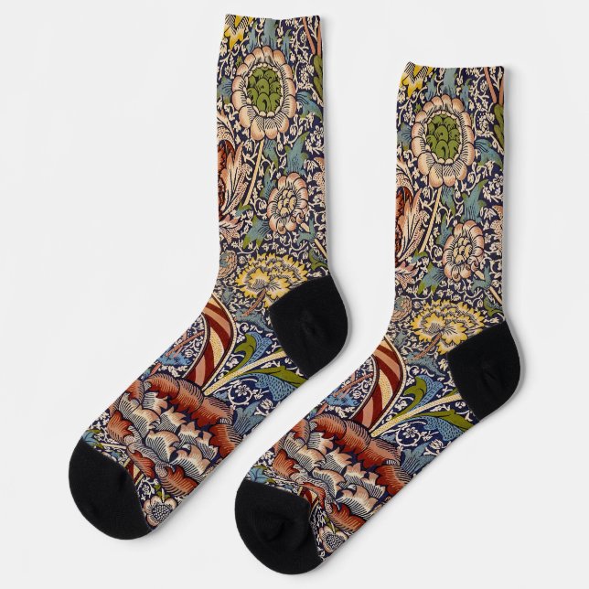 Calcetines William Morris Wandle English Floral Damask Design (Izquierda)