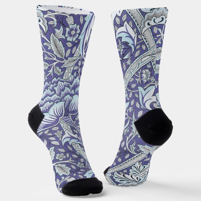 Calcetines William Morris Windrush patrón floral azul (Angular)