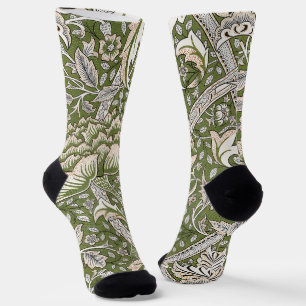 Calcetines : William Morris Windrush Patrón Verde: Vintage