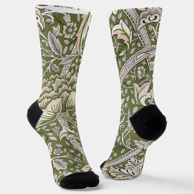 Calcetines : William Morris Windrush Patrón Verde: Vintage (Angular)
