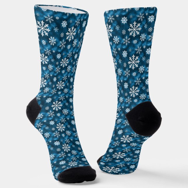Calcetines Winter Snowflakes Pattern On Cool Blue (Angular)