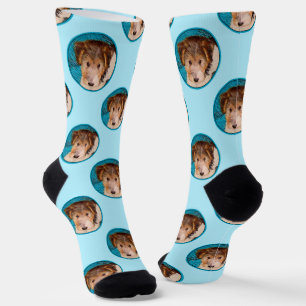 Calcetines Wire Fox Terrier Puppy Pintura Tricolor Perro Arte