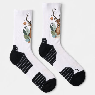 Calcetines Woodland Harmony – Boho Deer Botanical Illustratio