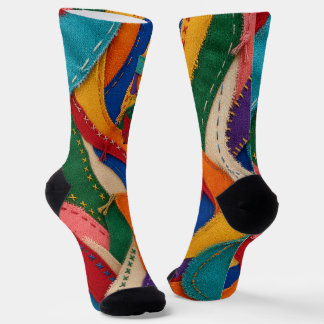 Calcetines Woven Ribbon Mosaic Colorful Textile Pattern