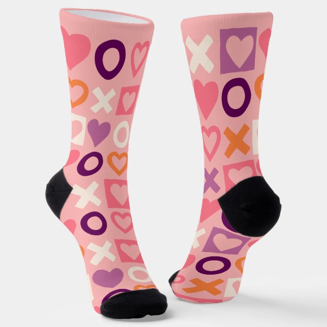 Calcetines XO Hearts Love Pattern Crew Socks (Angular)