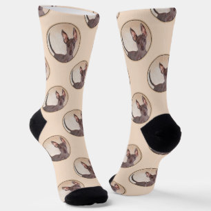 Calcetines Xoloitzcuintli Pintura de Hairless Hepal Red Dog A