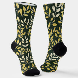 Calcetines Yellow and Cream Leafy Branches Pattern 