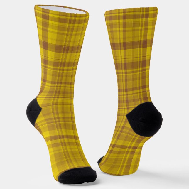 Calcetines Yellow Brown Plaid Pattern (Angular)