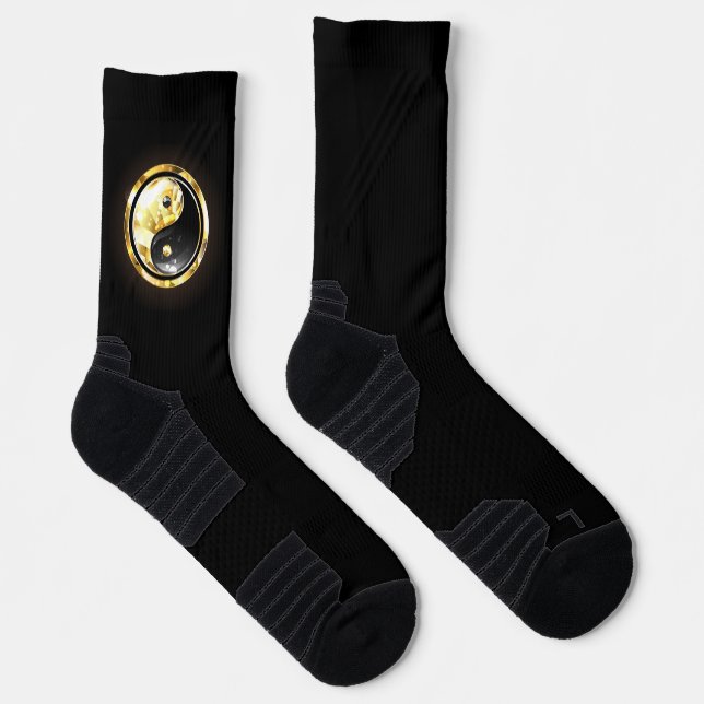Calcetines Yin Yang dorado en negro (Derecha)