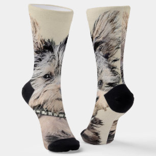 Calcetines Yorkshire Terrier Puppy Pintando Arte Original De 