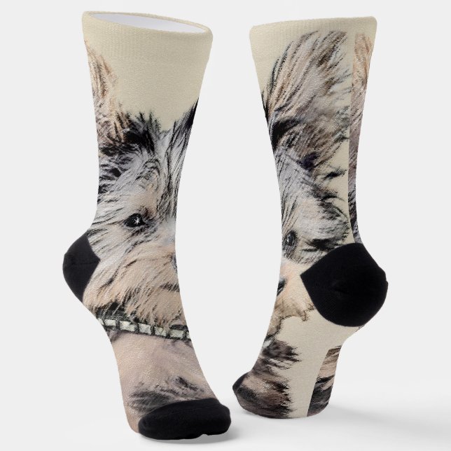 Calcetines Yorkshire Terrier Puppy Pintando Arte Original De  (Angular)