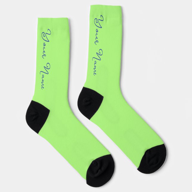 Calcetines YOUR NAME Personalized Light Green Crew Socks (Derecha)