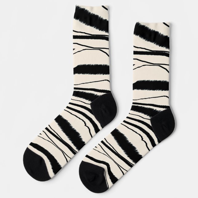 Calcetines Zebra Stripe Animal Print Premium Crew Socks (Izquierda)