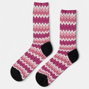 Calcetines Zig Zag rosa de punto