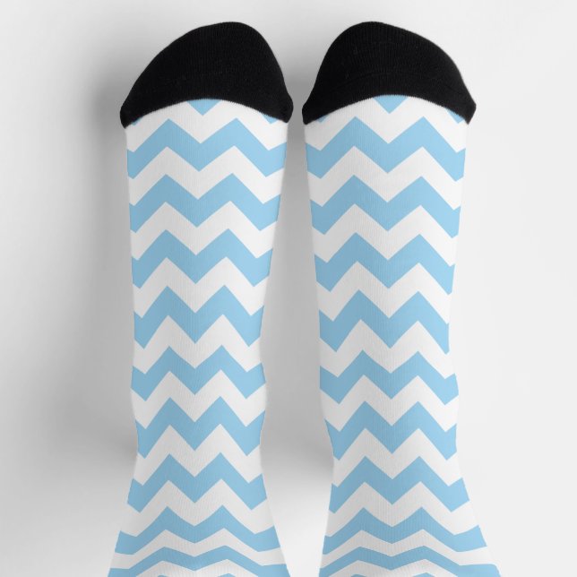 Calcetines Zigzag Azul, Chevron Azul, Patrón Geométrico (Arriba)