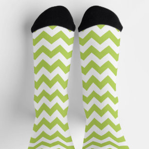 Calcetines Zigzag verde, Chevron verde, patrón geométrico