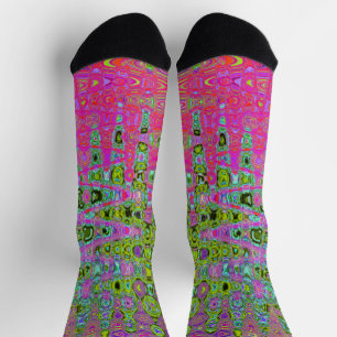 Calcetines Zigzags Mosaico Retro Rojo y Verde Abstracto Ondul