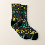 Calcetines Zinedine<br><div class="desc">Zinedine. Show and wear this popular beautiful male first name designed as colorful wordcloud made of horizontal and vertical cursive hand lettering typography in different sizes and adorable fresh colors. Wear your positive french name or show the world whom you love or adore. Merch with this soft text artwork is...</div>