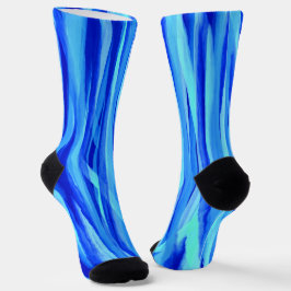 Calcetines Zócalos azules con diseño abstracto a rayas de col