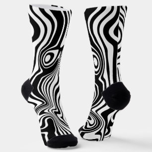 Calcetines Zócalos blancos y negros ondulados con rayas ondul
