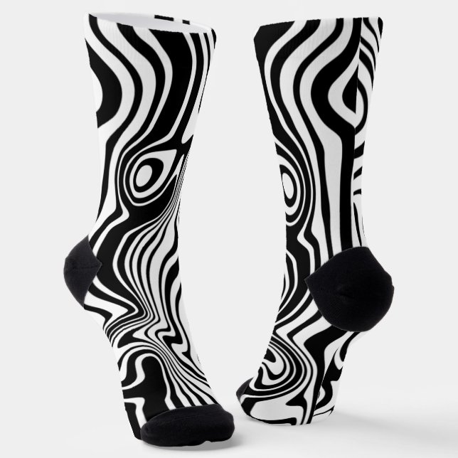Calcetines Zócalos blancos y negros ondulados con rayas ondul (Angular)
