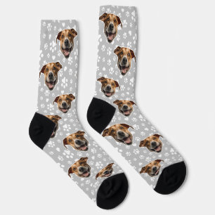 Calcetines Zócalos de cara de perro personalizado
