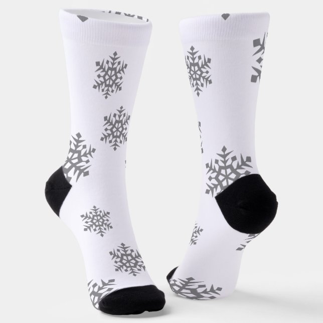 Calcetines Zócalos de copos de nieve de plata (Angular)