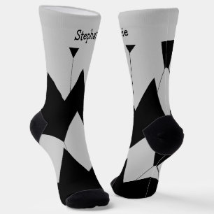 Calcetines Zócalos de diseño de Art Deco Gris negro