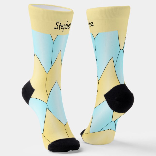 Calcetines Zócalos de diseño de estilo Art Deco amarillo azul (Angular)