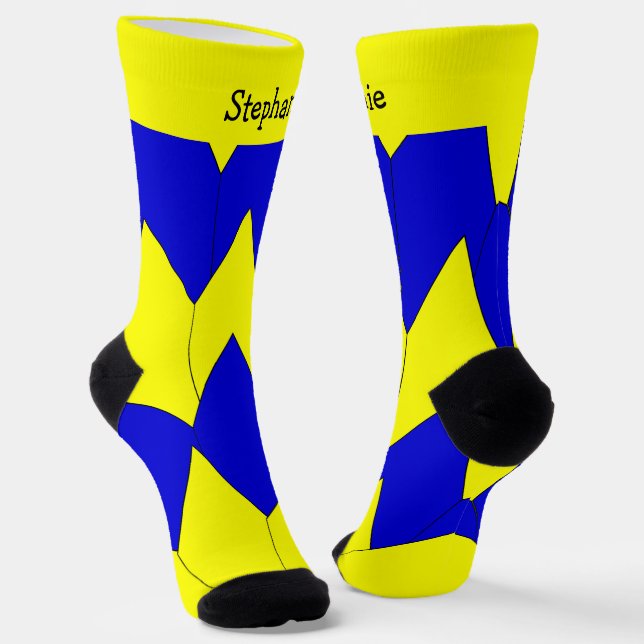 Calcetines Zócalos de diseño de estilo Art Deco azul amarillo (Angular)