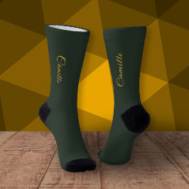 Calcetines Zócalos de estilo verde dorado y forestal