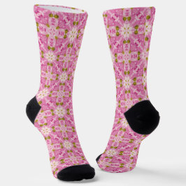 Calcetines zócalos de flores de cruz rosa
