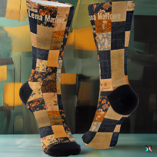 Calcetines Zócalos de patchwork florales - Diseño artístico P
