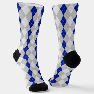 Calcetines Zócalos de patrón AZUL Y Argyle GRIS DE MEDIANOCHE