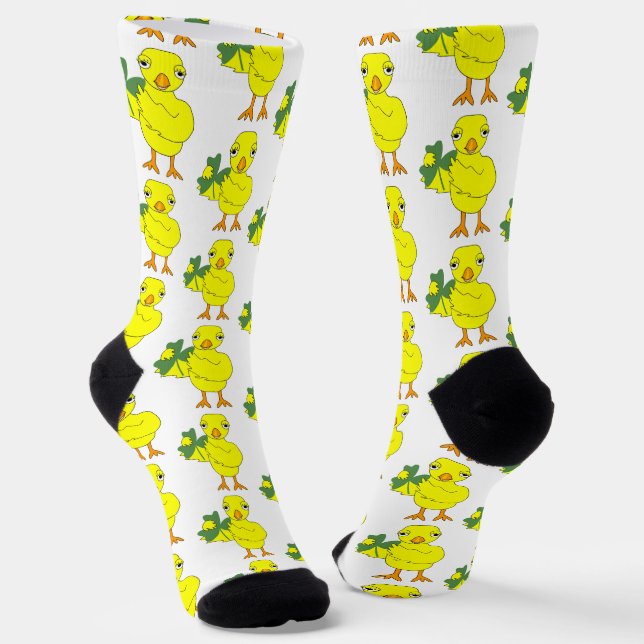 Calcetines Zócalos de patrón de polluelo de Shamrock (Angular)
