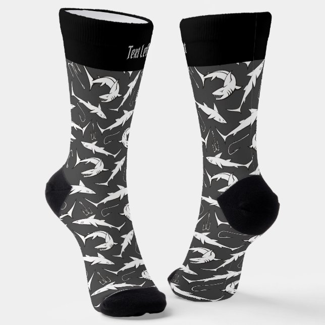 Calcetines Zócalos de patrón de tiburones y ganchos (Angular)