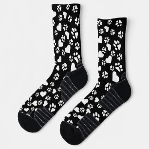 Calcetines Zócalos negros con pinturas blancas y patrón cardí