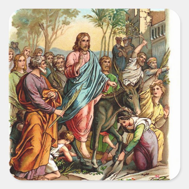 Calcomanía antigua-Jesús entra en Jerusalén (Anverso)