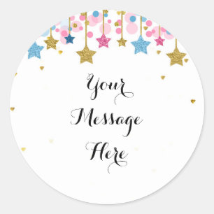 Calcomanía azul rosa dorado brillo brillo Gracias