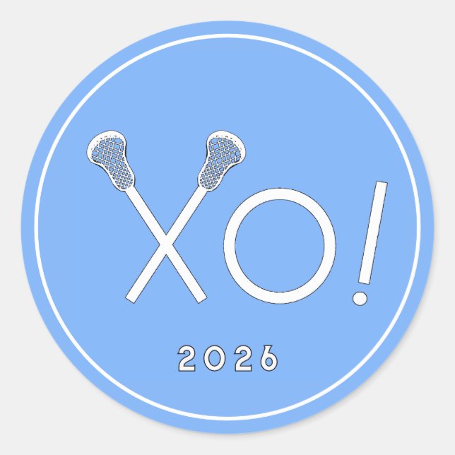 Calcomanía clásica redonda de equipo de lacrosse (Anverso)